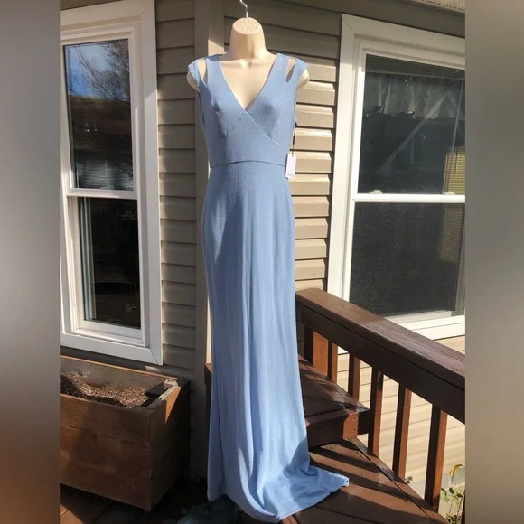 Calvin Klein Womens New 1411 Light Blue Cut Out Sleeveless Dress 2 B+B